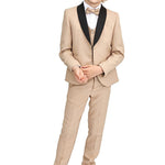 Little & Youth Boys' Satin Detailed Suit Set - Satin Collar Formal Jacket, Vest, Pants, Shirt, and Matching Bowtie - 5-Piece Fashion Set LILAX