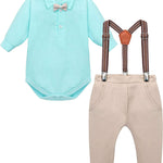 Baby Boys' Gentelman Clothes - Romper + Pants + Suspender - Newborn Outfit LILAX