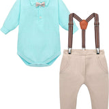 Baby Boys' Gentelman Clothes - Romper + Pants + Suspender - Newborn Outfit LILAX