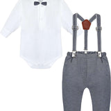 Baby Boys' Gentelman Clothes - Romper + Pants + Suspender - Newborn Outfit LILAX