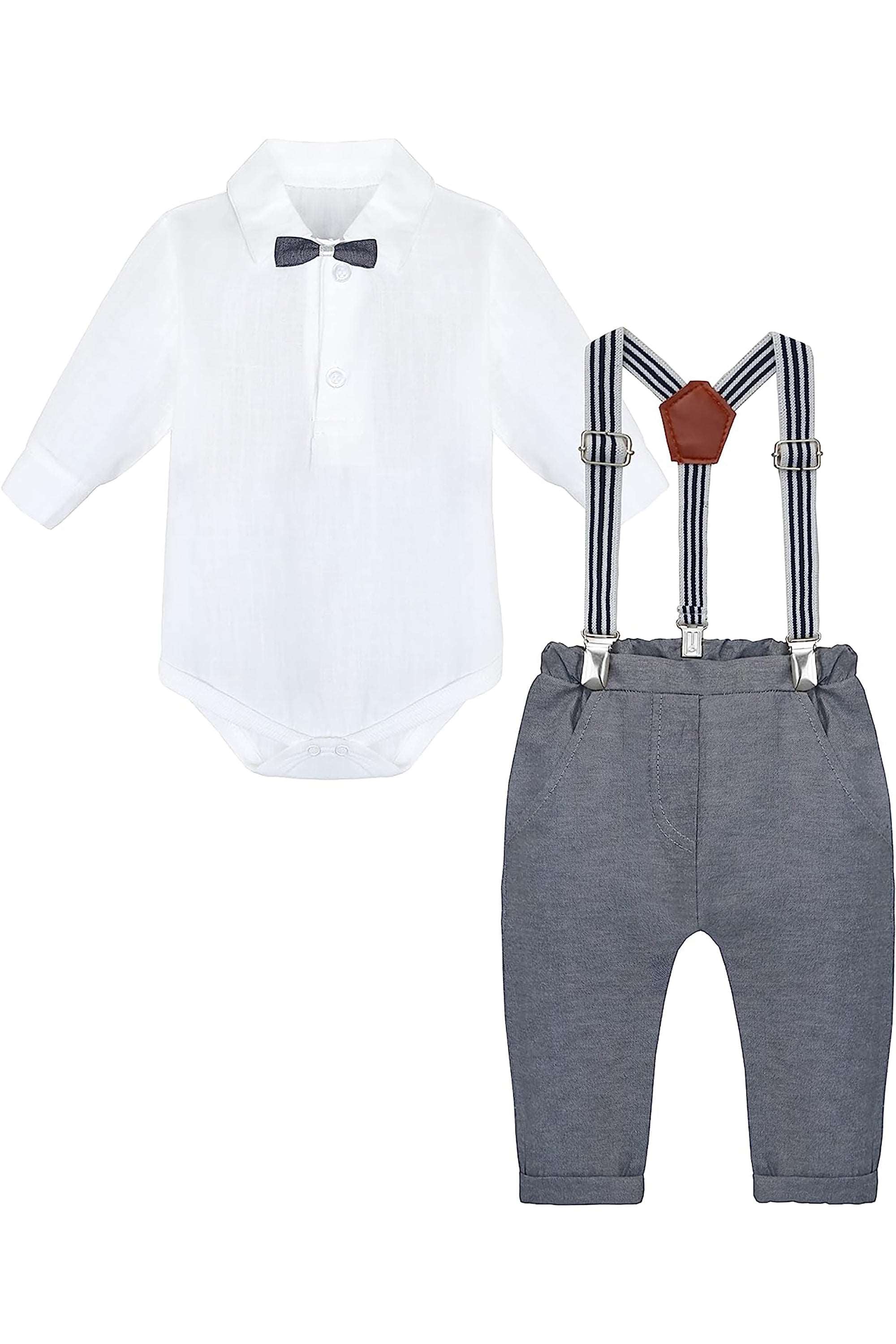 Baby Boys' Gentelman Clothes - Romper + Pants + Suspender - Newborn Outfit LILAX