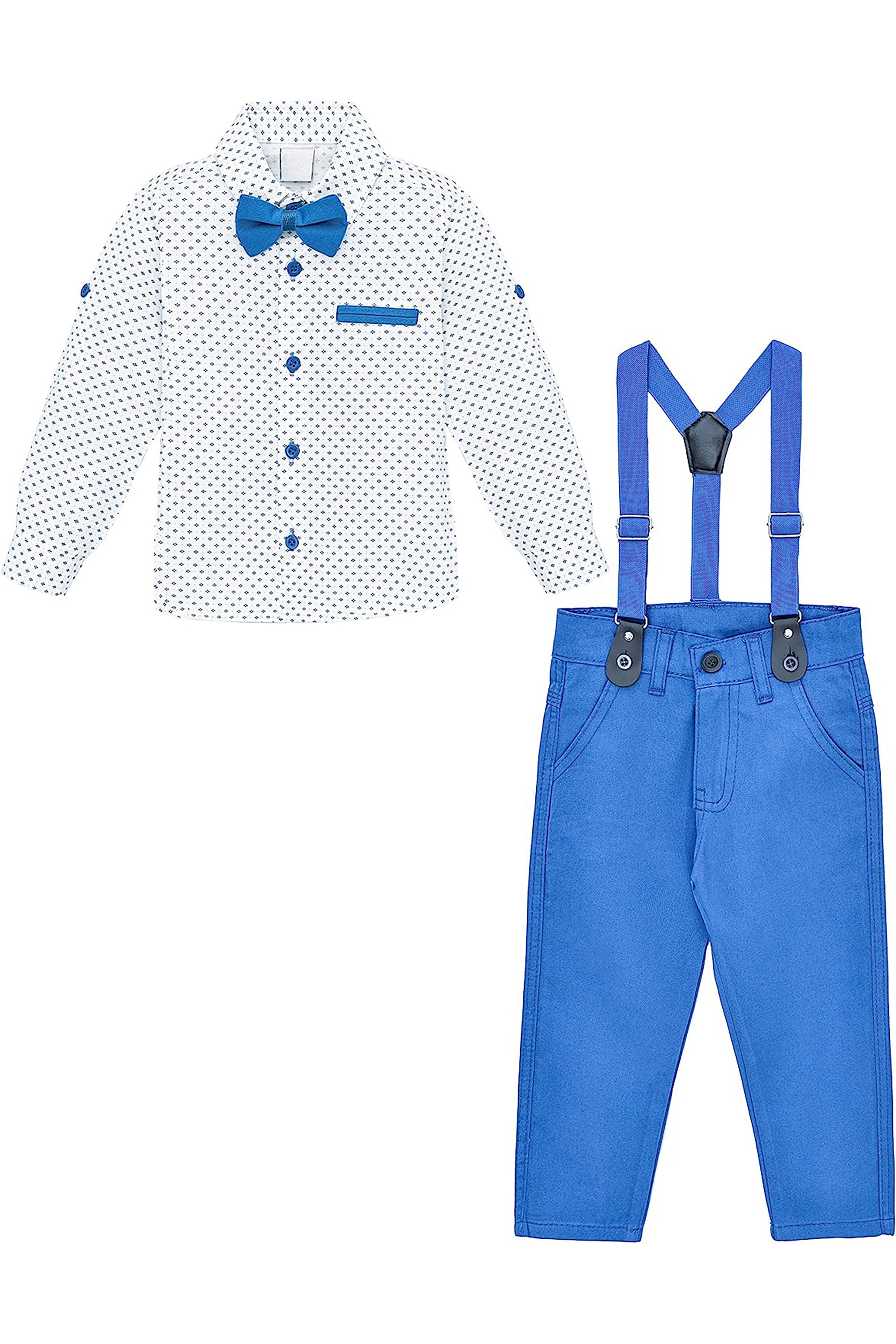 Little Boys' Casual Pant Set - Dress Shirt, Bowtie and Pants LILAX