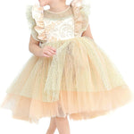 Baby girl dress with tulle skirt and ruffle sleeves; perfect for baby girl clothes & christmas gift ideas