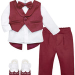 Stylish Infant Tuxedo Outfit with Gentleman Vest for Baby Boys - Complete 4-Piece Set LILAX