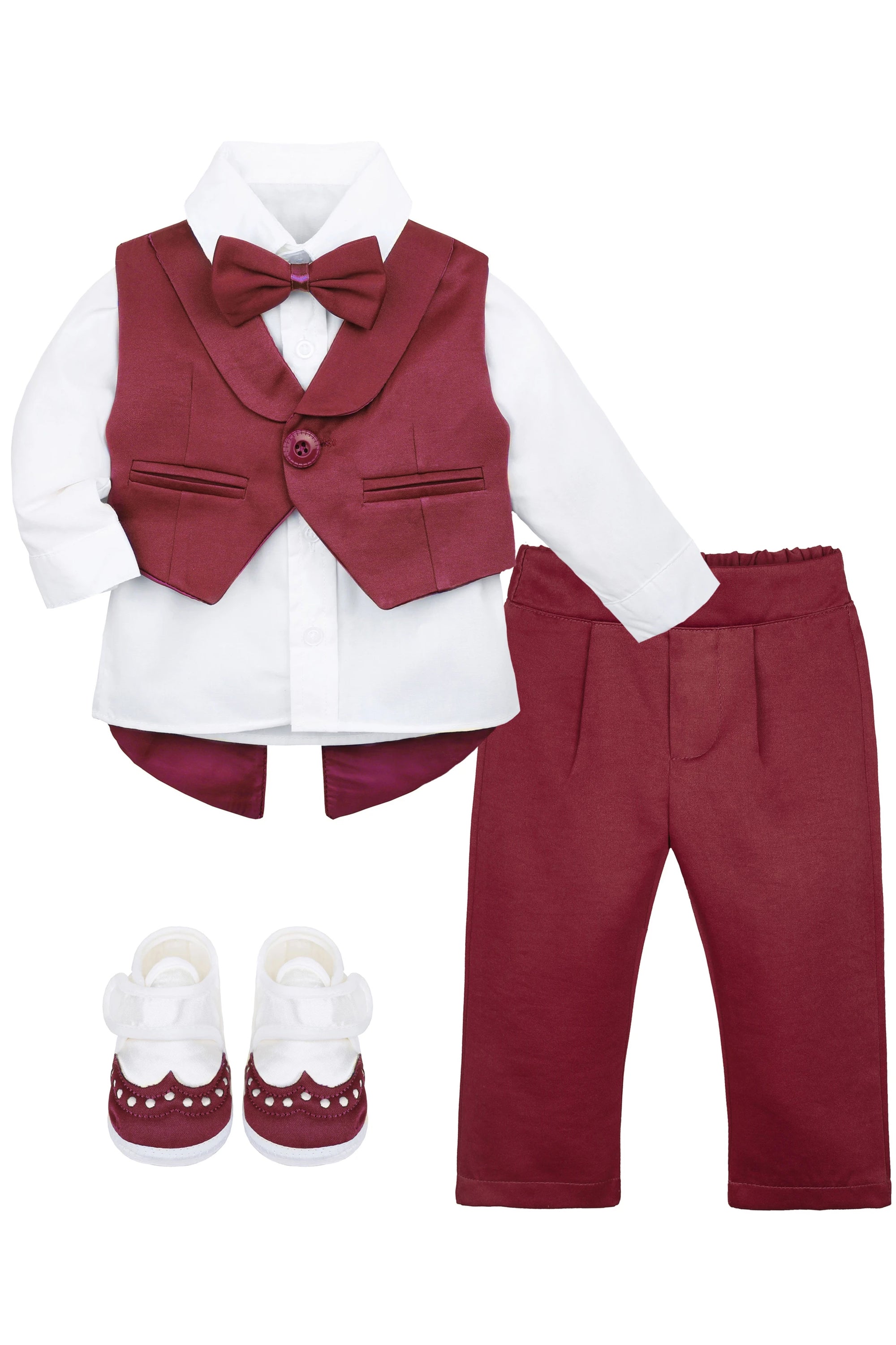 Stylish Infant Tuxedo Outfit with Gentleman Vest for Baby Boys - Complete 4-Piece Set LILAX