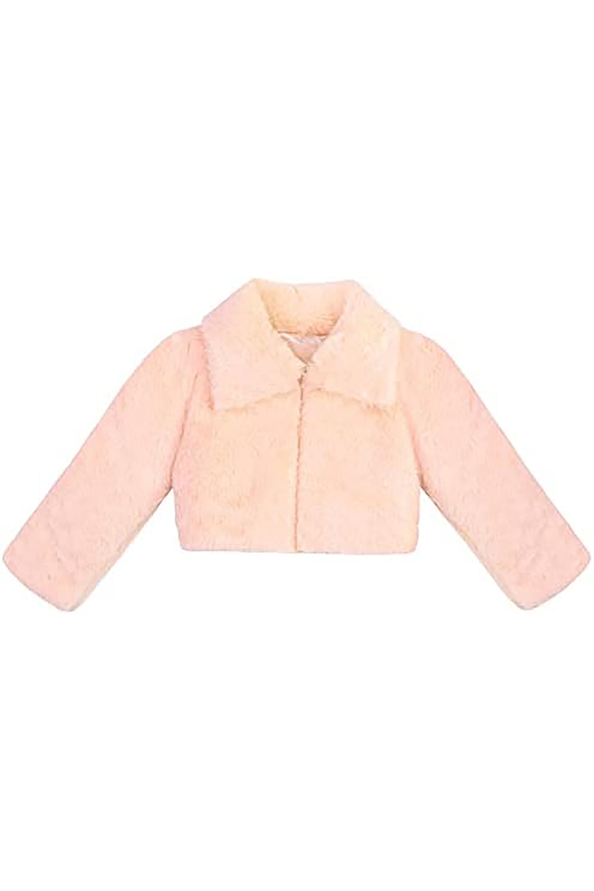 Puffy cozy girls’ bolero jacket with oversized collar and tied bow; perfect girls christmas dress and Christmas gift ideas