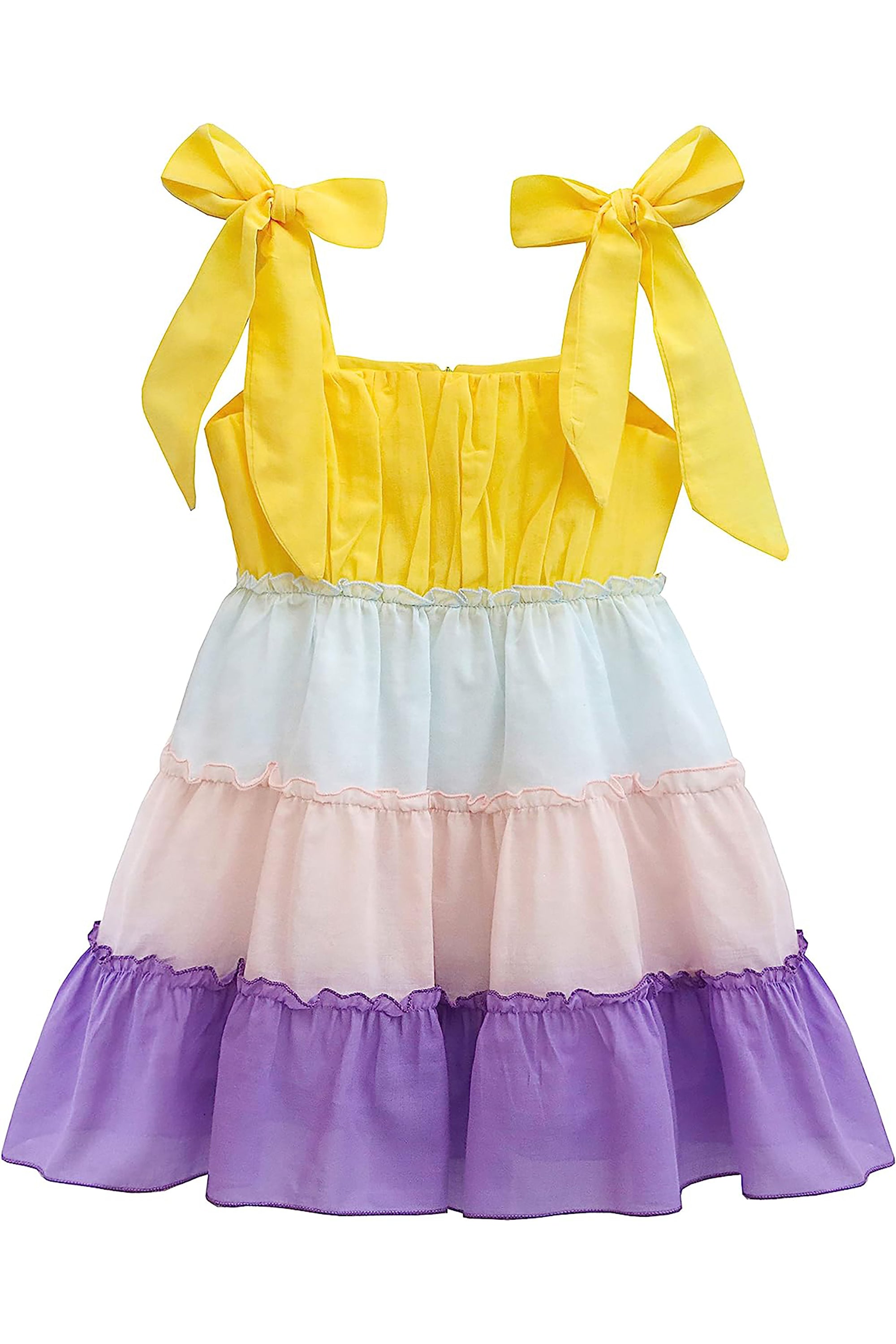 Little Girls' Layered Colorful Dress, Soft Cotton Summer Dress LILAX