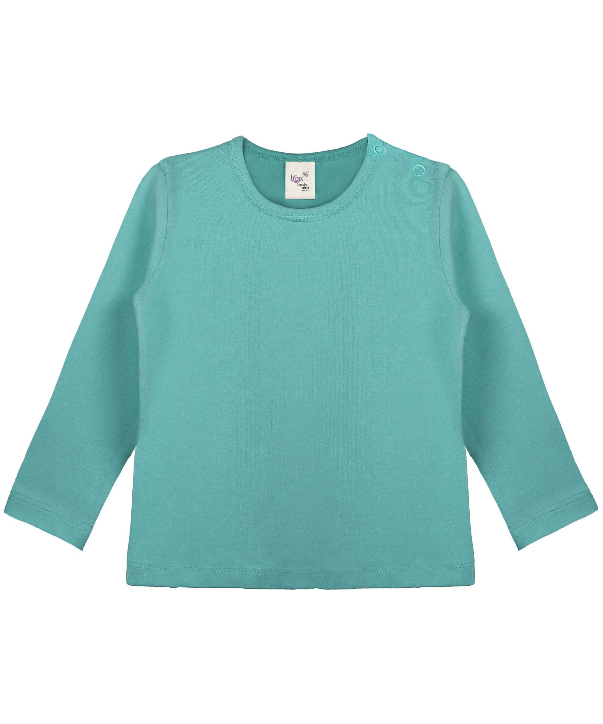 Girls cotton basic solid crewneck long sleeve t-shirt; perfect for baby girl clothes & christmas gift ideas