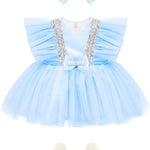 Baby girl sequined embellished tulle dress ; perfect for baby girl clothes & christmas gift ideas