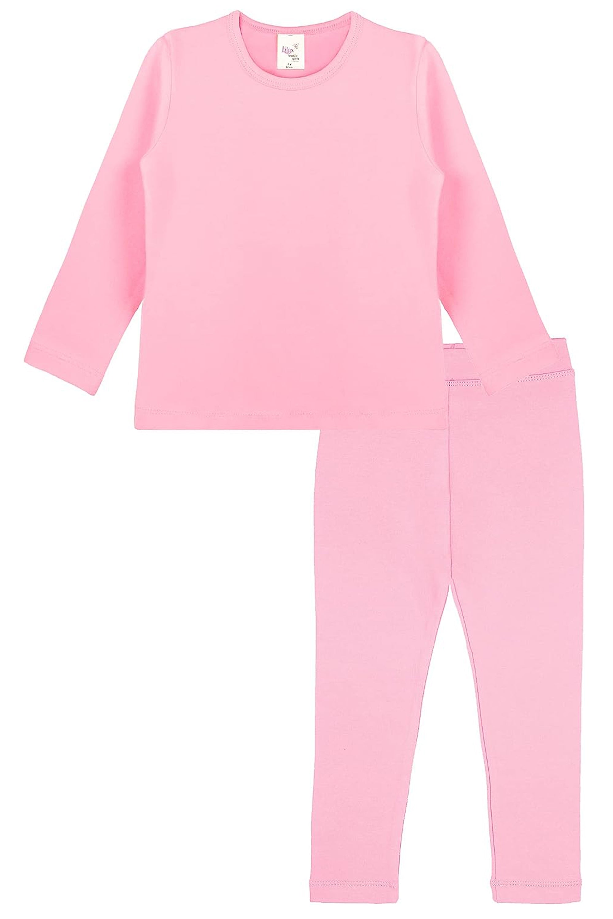 Girls cotton solid basic crewneck t-shirt and leggings set; perfect for baby girl clothes & christmas gift ideas