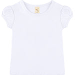 Girls' Basic Cotton T-Shirt  Short Puff Sleeve Crewneck / 11-12 Years LILAX