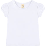 Girls' Basic Cotton T-Shirt  Short Puff Sleeve Crewneck / 11-12 Years LILAX