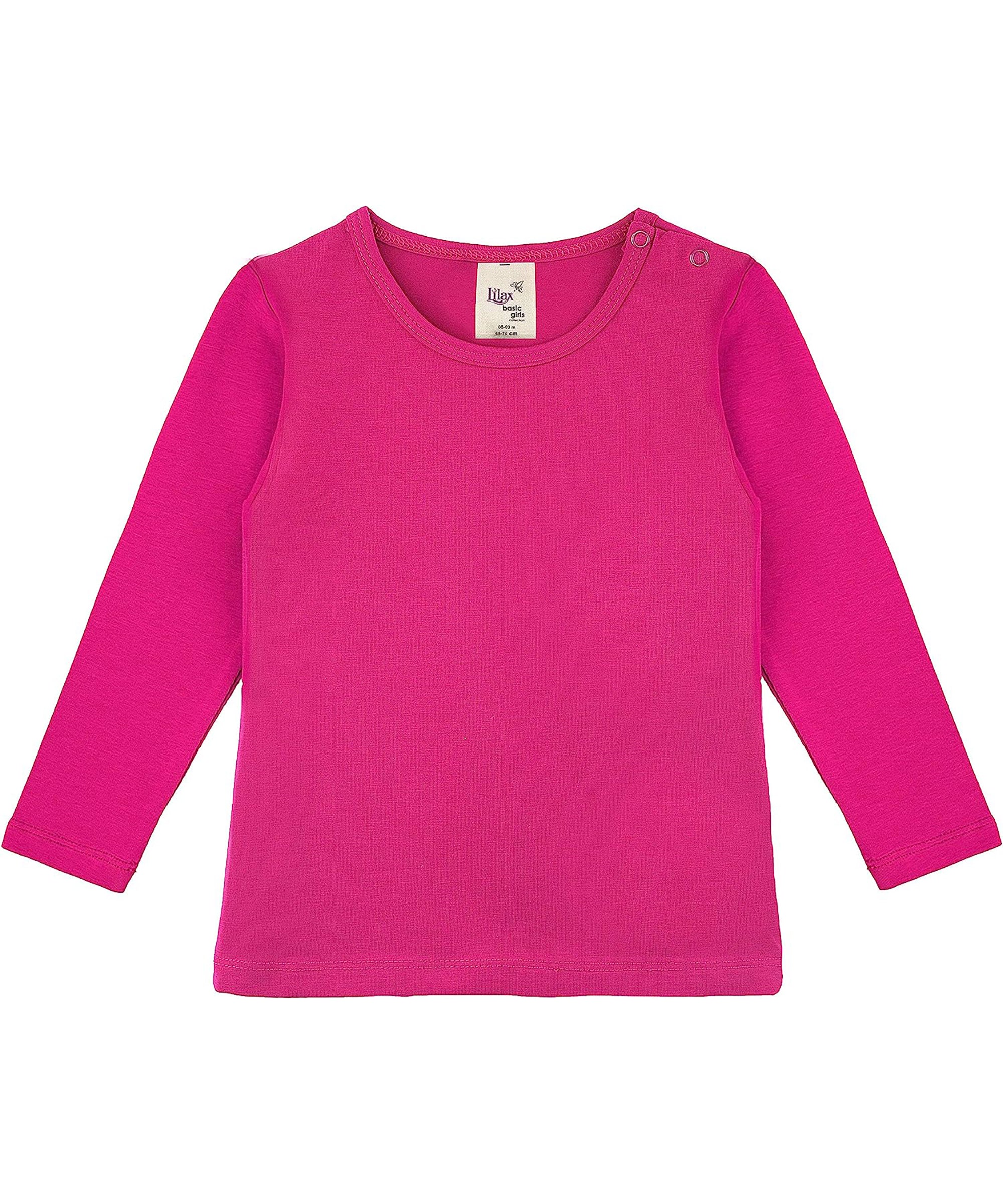 Girls cotton basic solid crewneck long sleeve t-shirt; perfect for baby girl clothes & christmas gift ideas