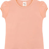 Girls' Basic Cotton T-Shirt  Short Puff Sleeve Crewneck / 11-12 Years LILAX