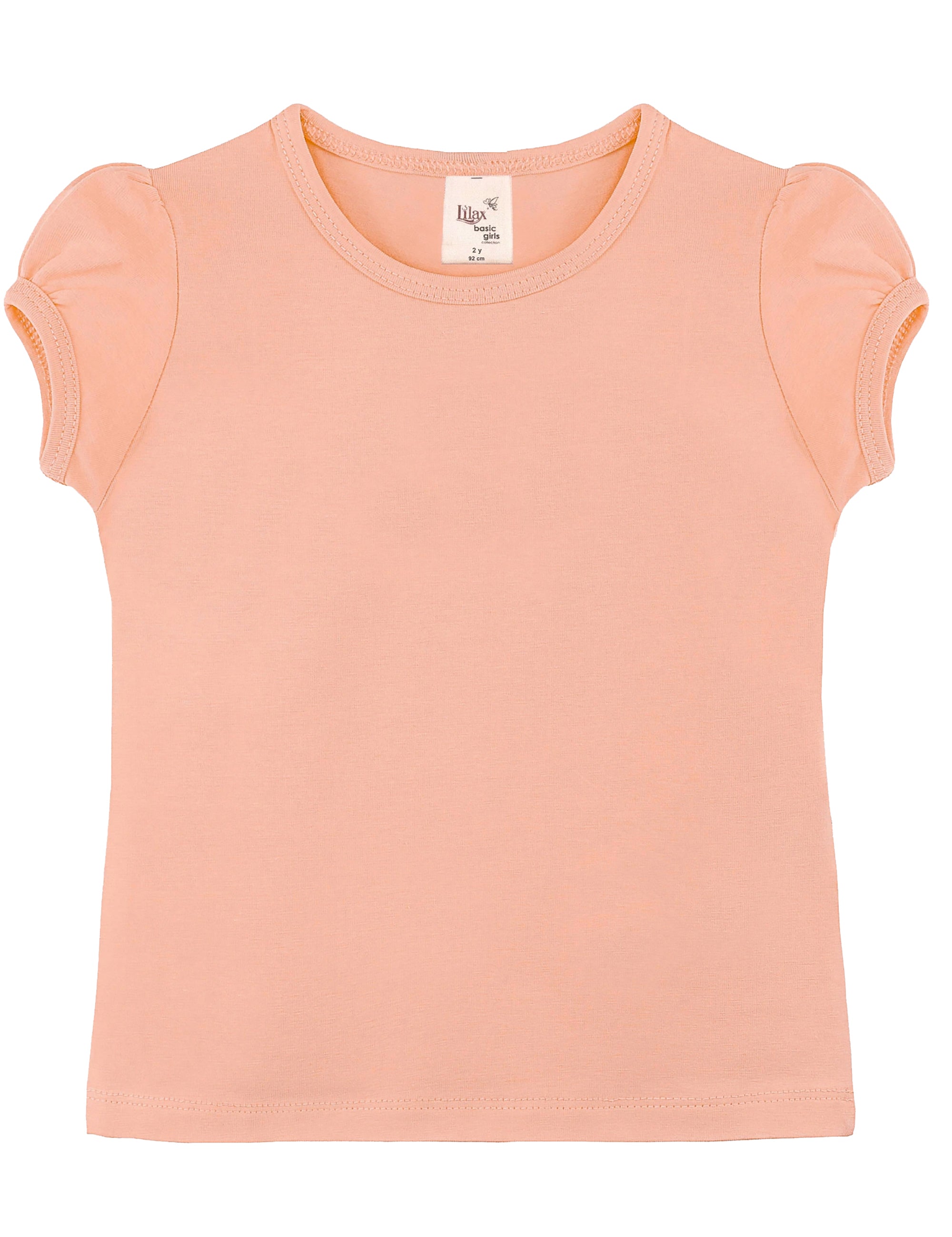 Girls cotton basic solid crewneck puff sleeve t-shirt; best for baby girl clothes & christmas gift ideas