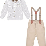 Little Boys' Casual Pant Set - Dress Shirt, Bowtie and Pants LILAX