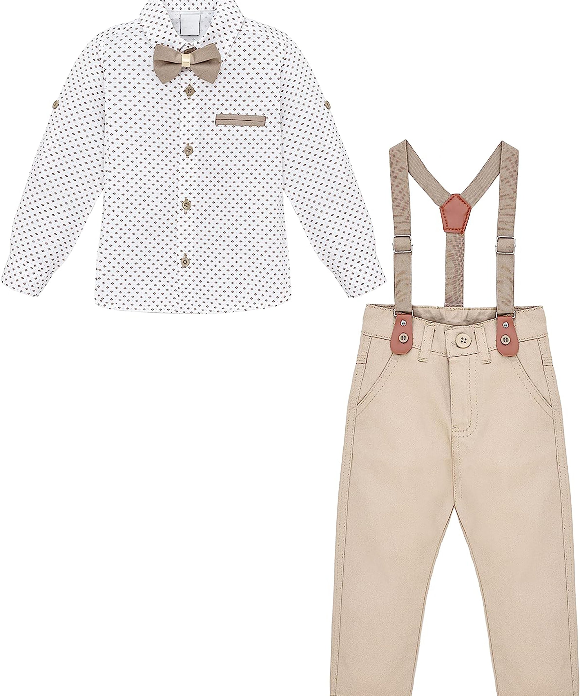 Boys cotton suit set with bodysuit with pants and suspender set; perfect for baby boy clothes & christmas gift ideas