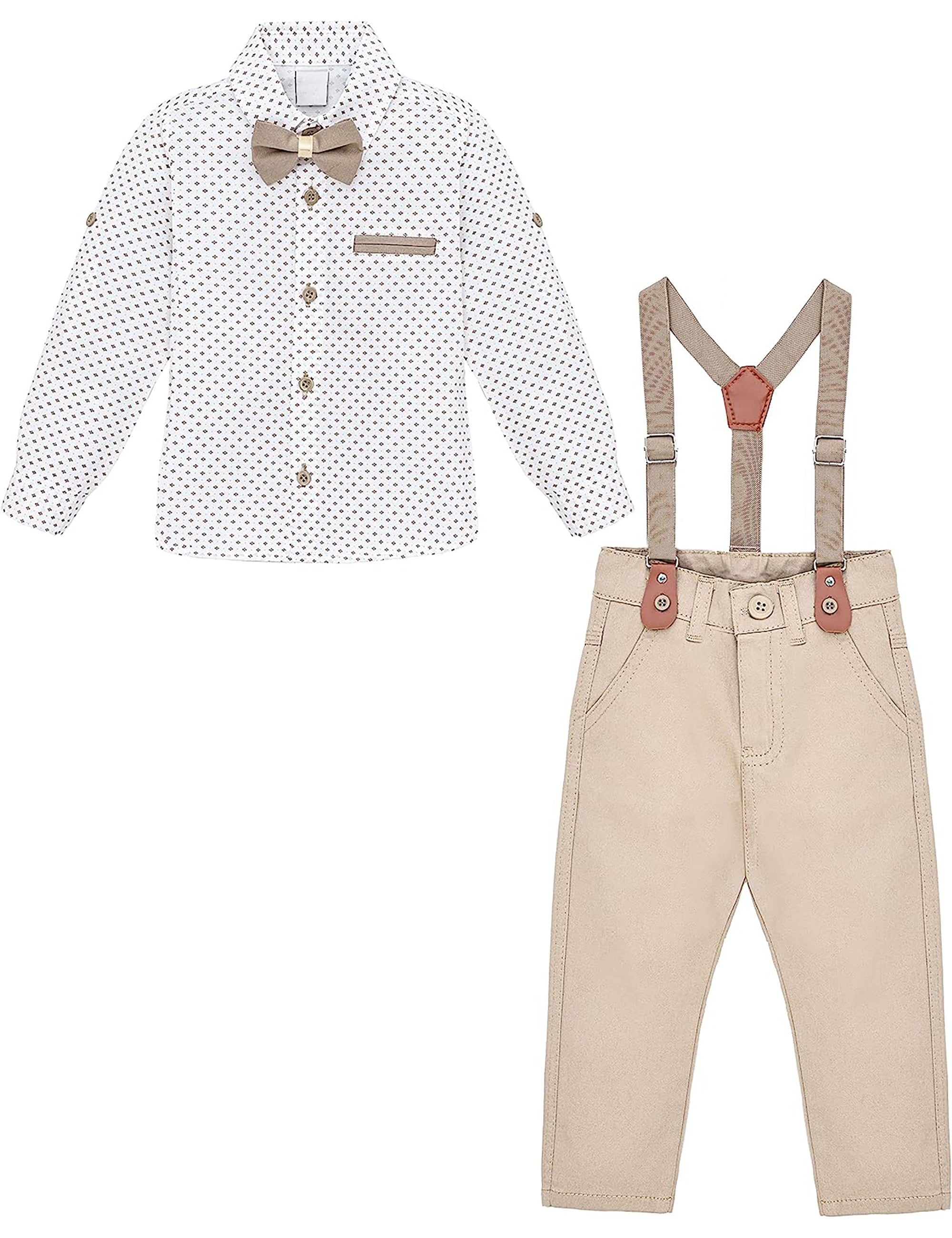 Boys cotton suit set with bodysuit with pants and suspender set; perfect for baby boy clothes & christmas gift ideas  