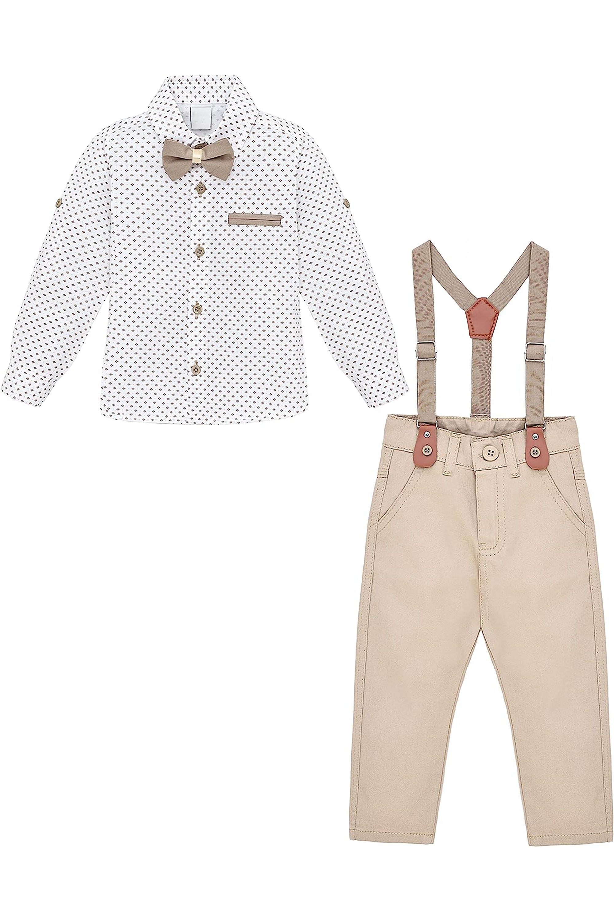 Little Boys' Casual Pant Set - Dress Shirt, Bowtie and Pants LILAX