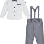 Little Boys' Casual Pant Set - Dress Shirt, Bowtie and Pants LILAX