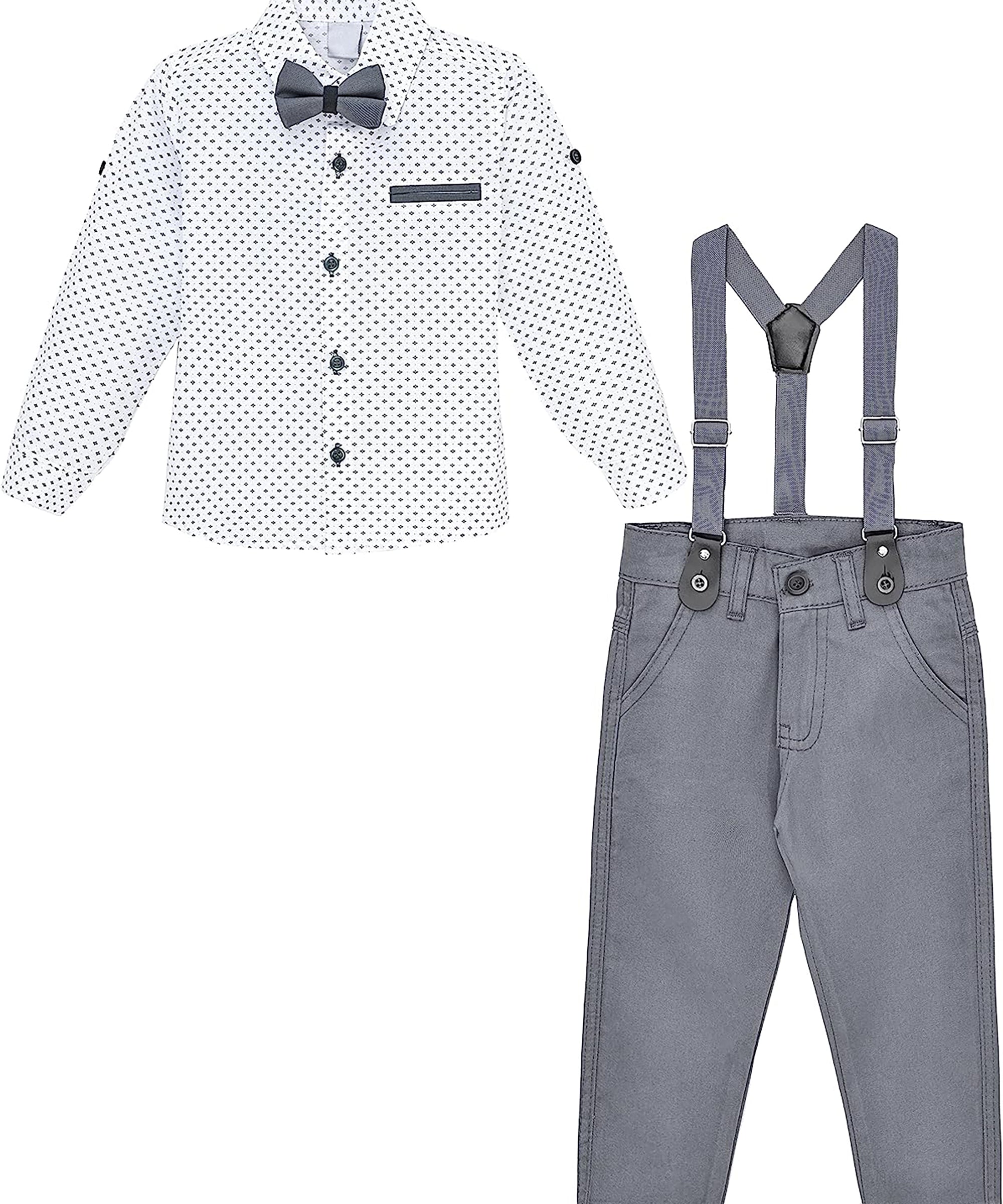 Boys cotton suit set with bodysuit with pants and suspender set; perfect for baby boy clothes & christmas gift ideas