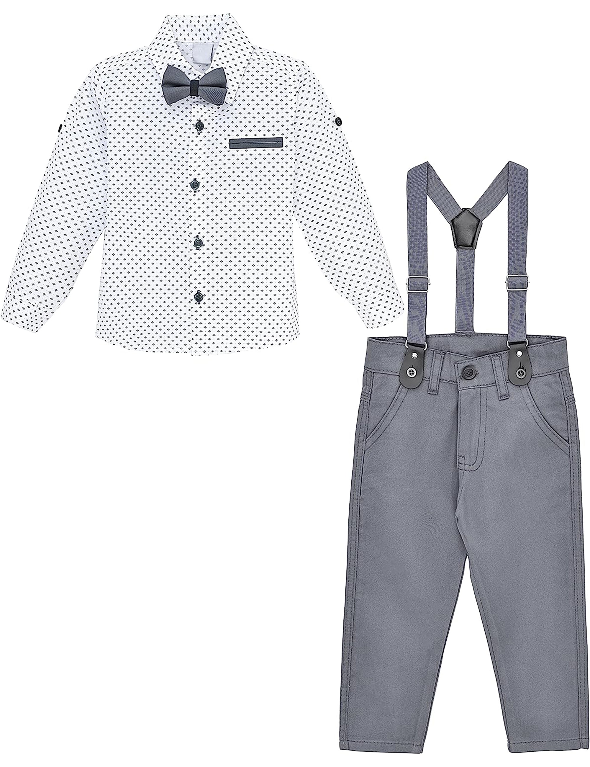 Boys cotton suit set with bodysuit with pants and suspender set; perfect for baby boy clothes & christmas gift ideas  