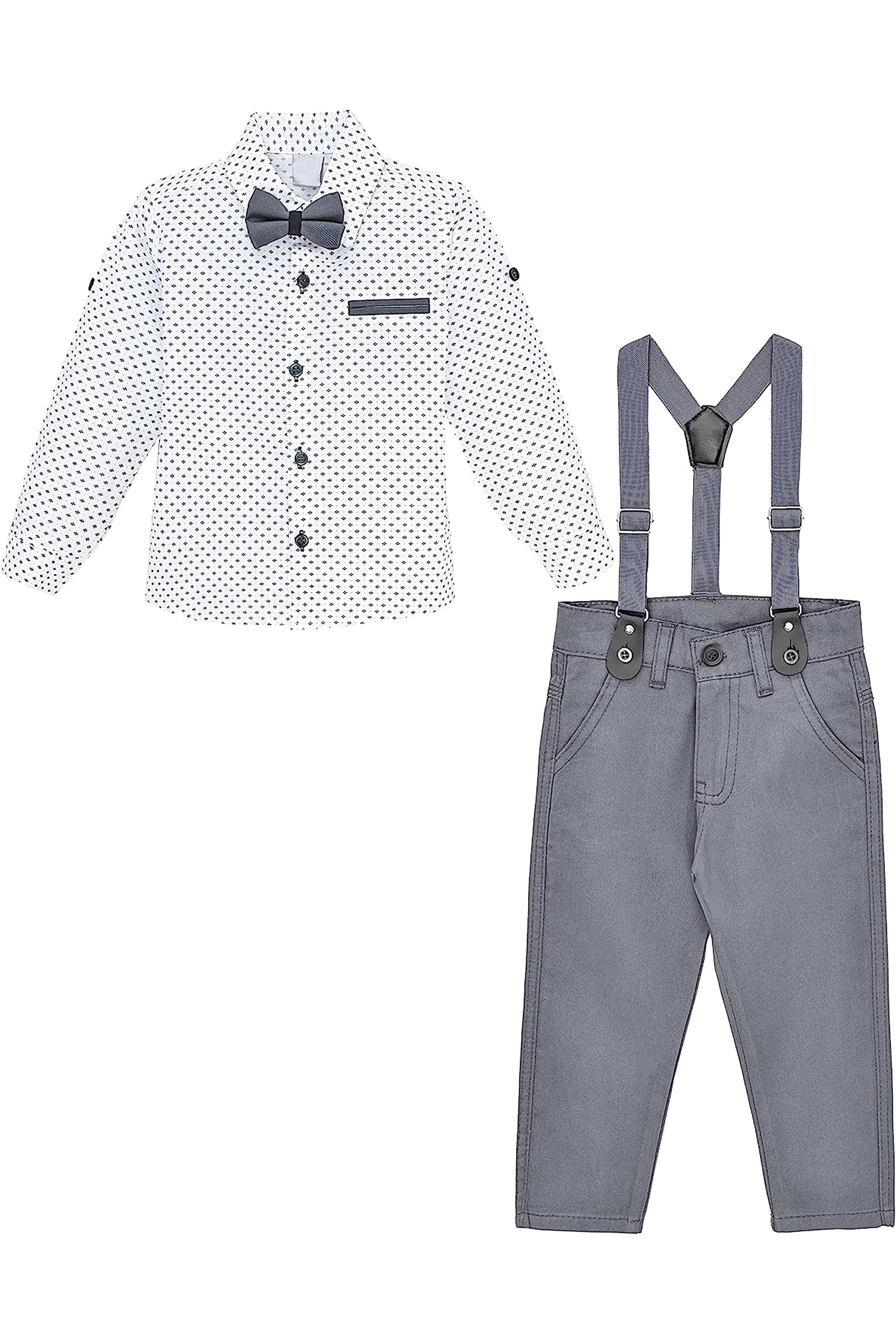 Little Boys' Casual Pant Set - Dress Shirt, Bowtie and Pants LILAX