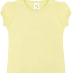 Girls' Basic Cotton T-Shirt  Short Puff Sleeve Crewneck / 11-12 Years LILAX