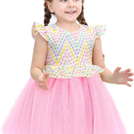 Little Girls' Colorful Short Sleeve Dress - 100% Cotton Toddler Party Gown LILAX