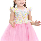 Little Girls' Colorful Short Sleeve Dress - 100% Cotton Toddler Party Gown LILAX