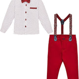 Little Boys' Casual Pant Set - Dress Shirt, Bowtie and Pants LILAX