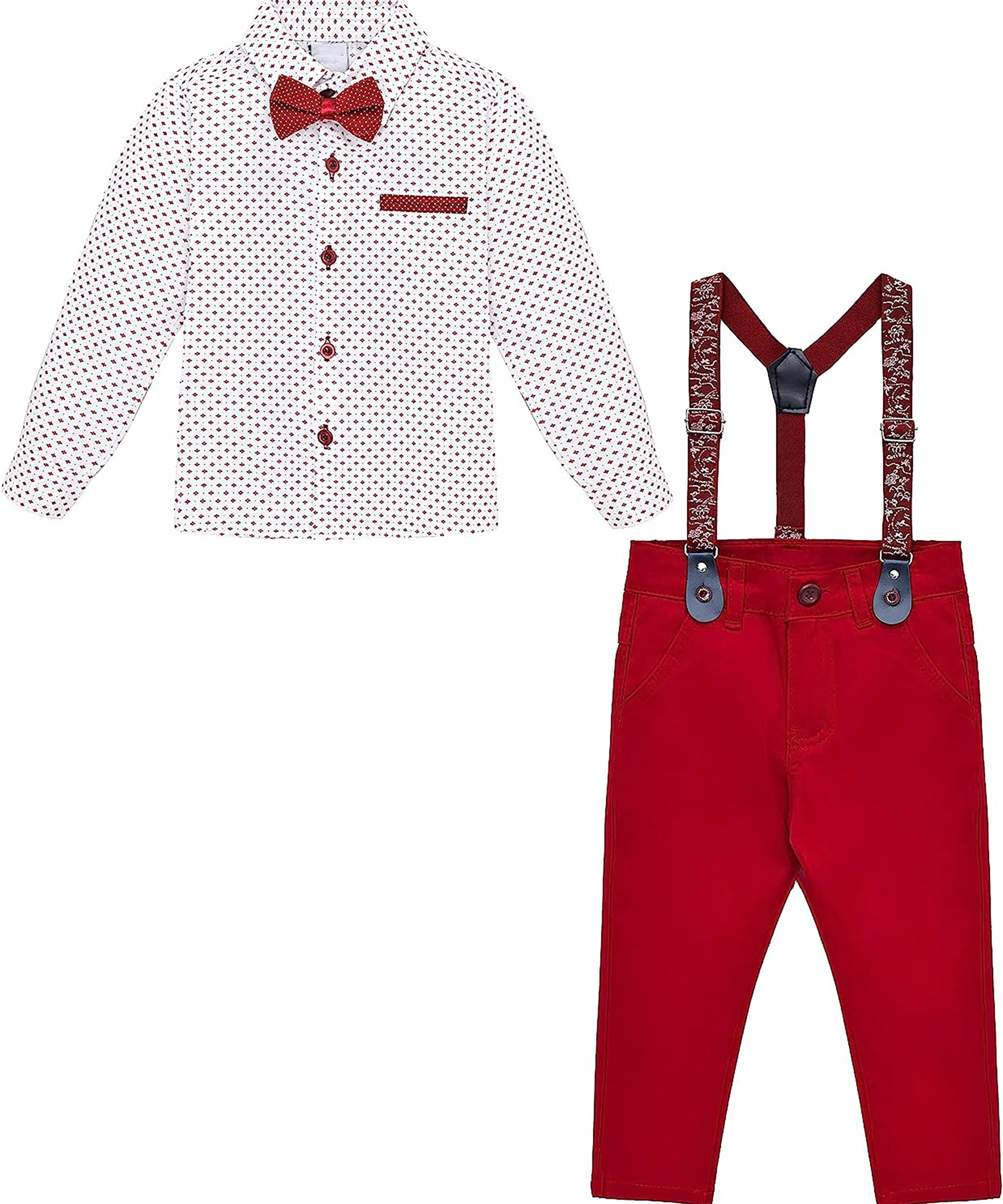 Boys cotton suit set with bodysuit with pants and suspender set; perfect for baby boy clothes & christmas gift ideas