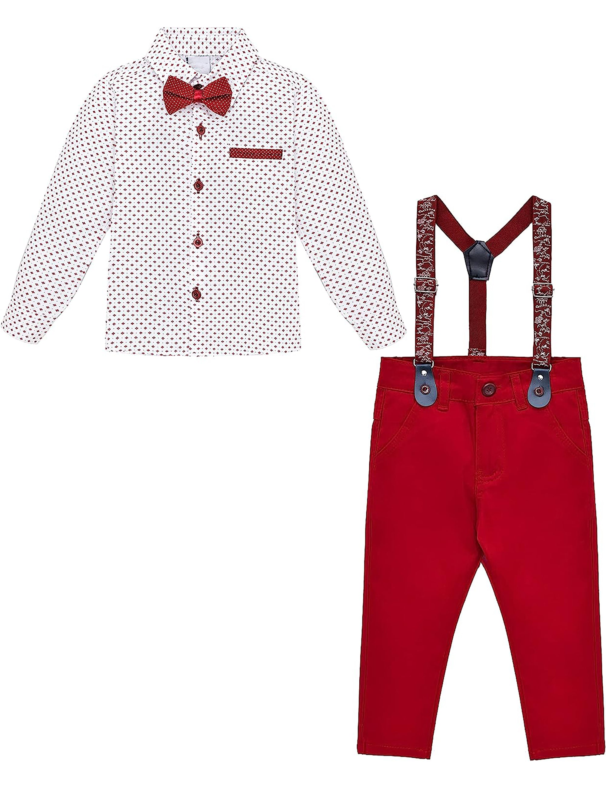 Boys cotton suit set with bodysuit with pants and suspender set; perfect for baby boy clothes & christmas gift ideas  