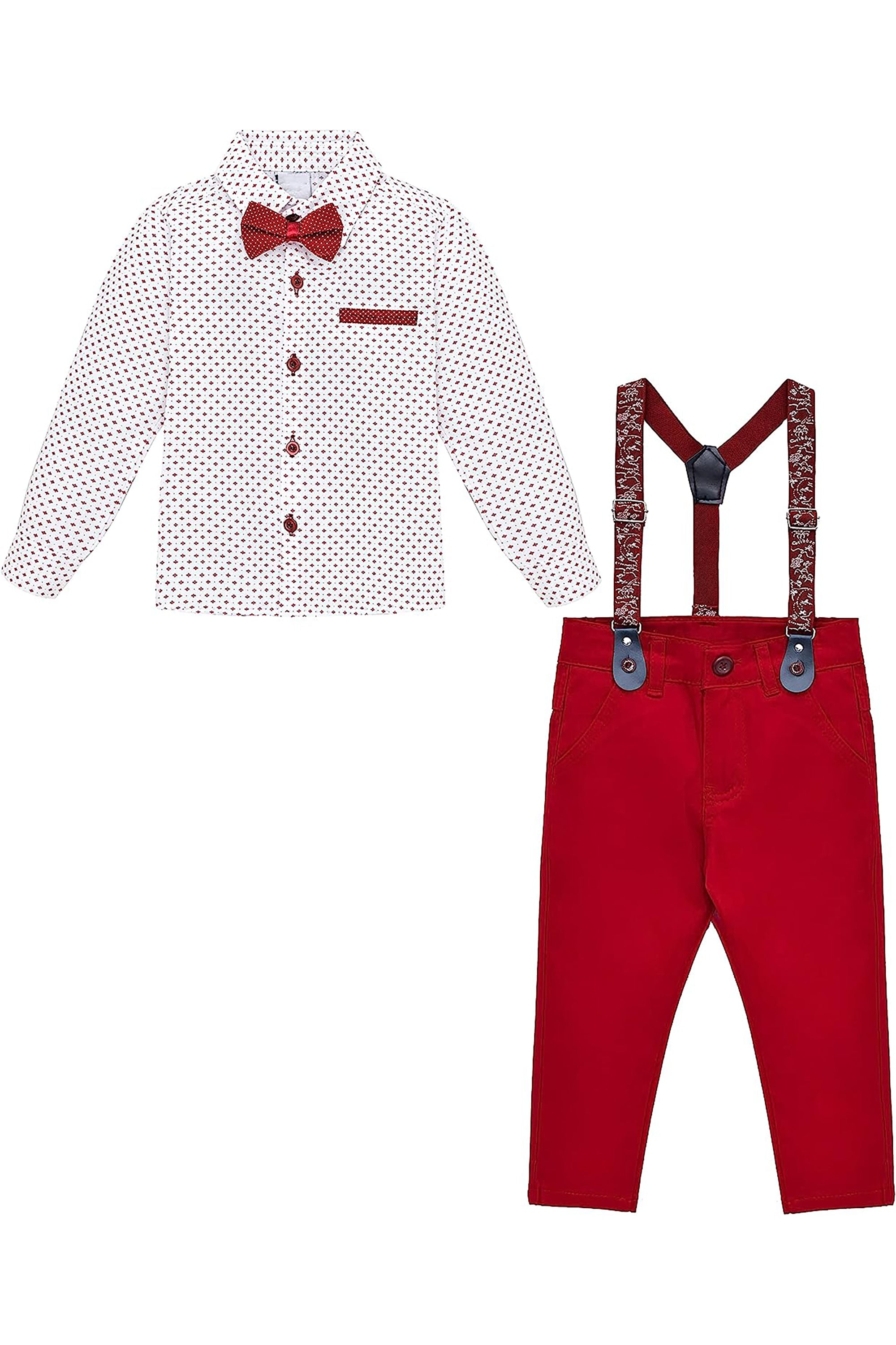 Little Boys' Casual Pant Set - Dress Shirt, Bowtie and Pants LILAX