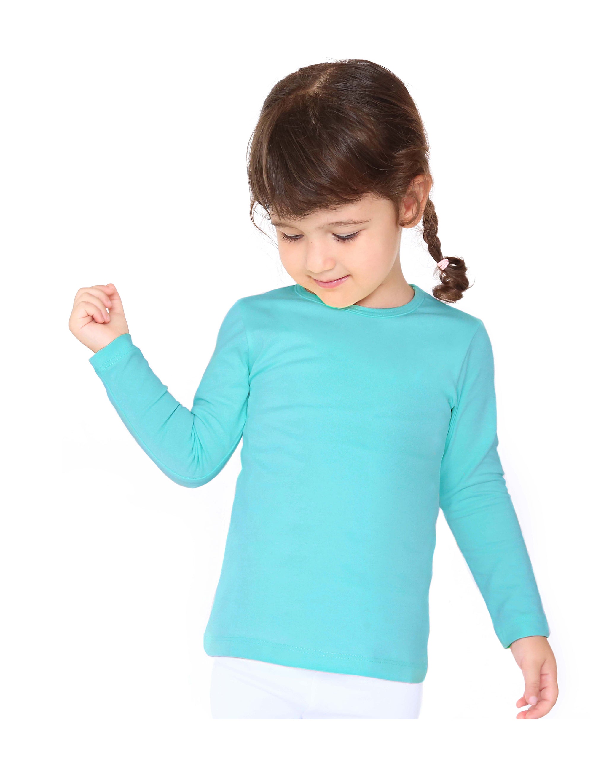 Girls cotton basic solid crewneck t-shirt; best for baby girl clothes & christmas gift ideas