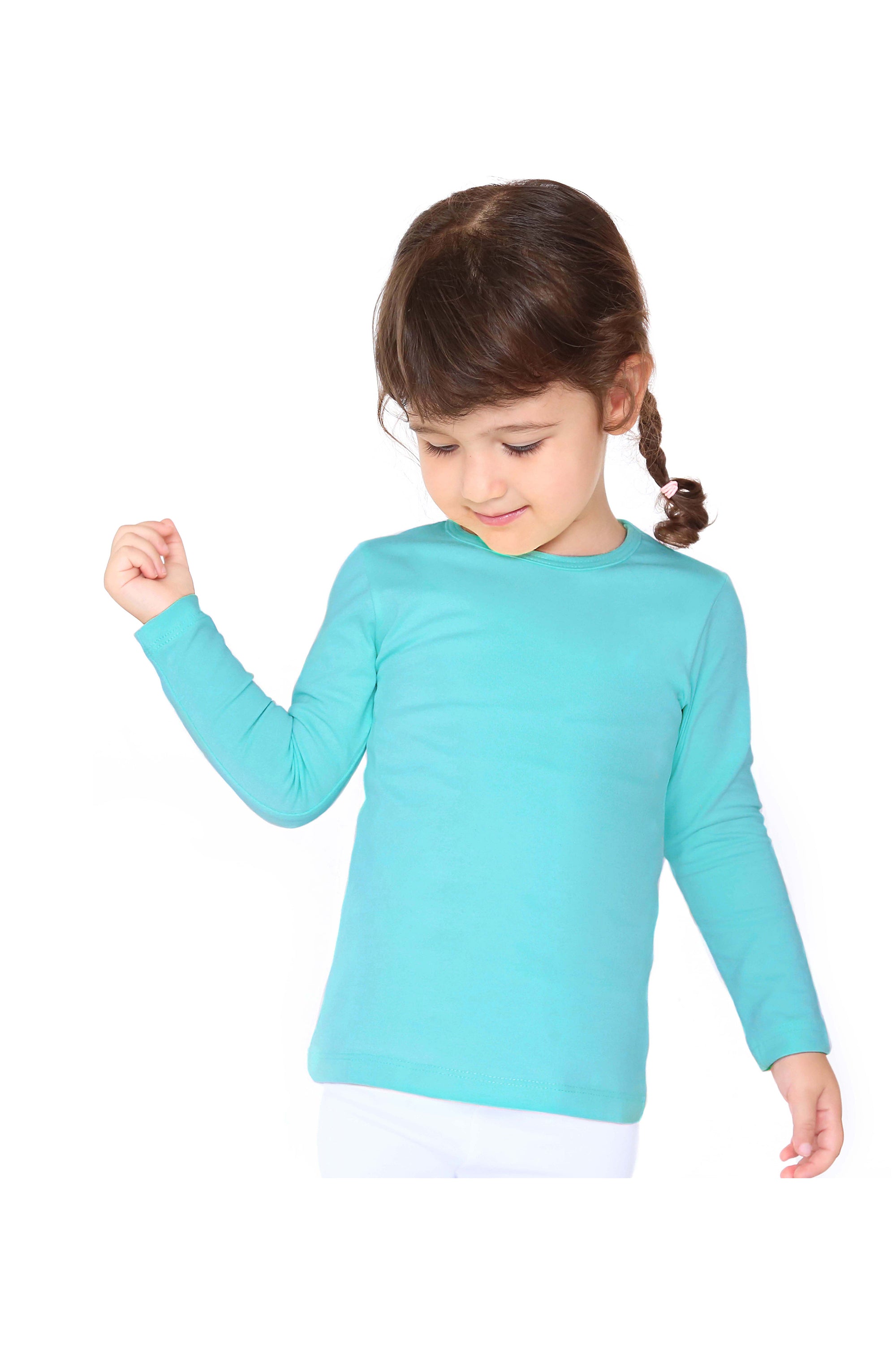 Girls' Basic Crewneck Long Sleeve Cotton T-Shirt / 11-12 Years LILAX