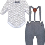 Baby Boys' Gentelman Clothes - Romper + Pants + Suspender - Newborn Outfit LILAX