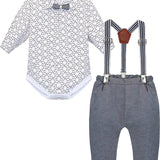 Baby Boys' Gentelman Clothes - Romper + Pants + Suspender - Newborn Outfit LILAX