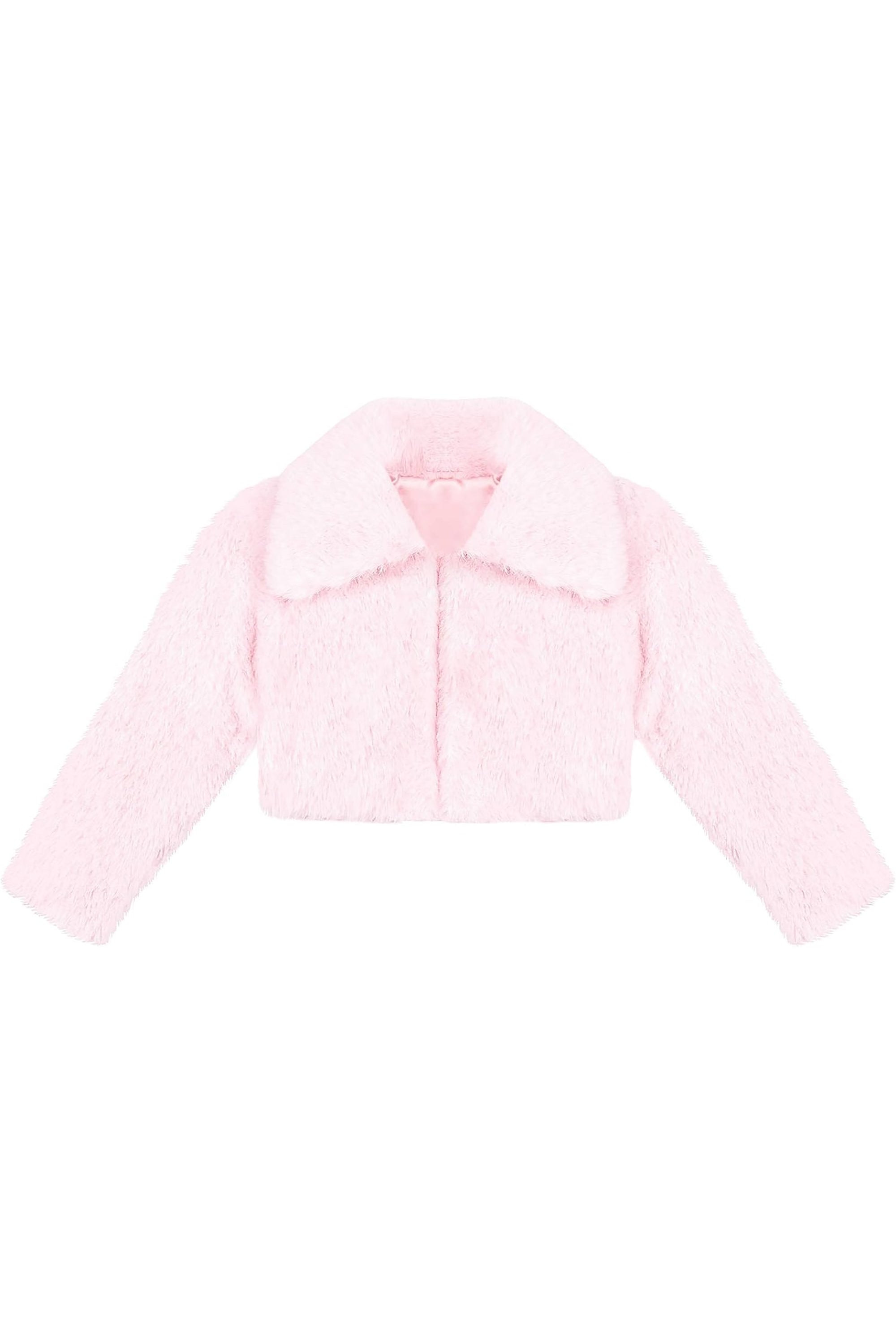 Little Girls' Faux Fur Jacket -  Button Closure Cozy Bolero Shrug LILAX