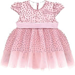 Baby Girls' Sparkly Tulle Dress, Glitter Polka Dots Princess Gown with Matching Headband and Shoes LILAX