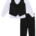 Little & Youth Boys Formal Suit Set Slim Fit Vest, White Dress Shirt, Dress Pants and Bowtie 4 Piece LILAX