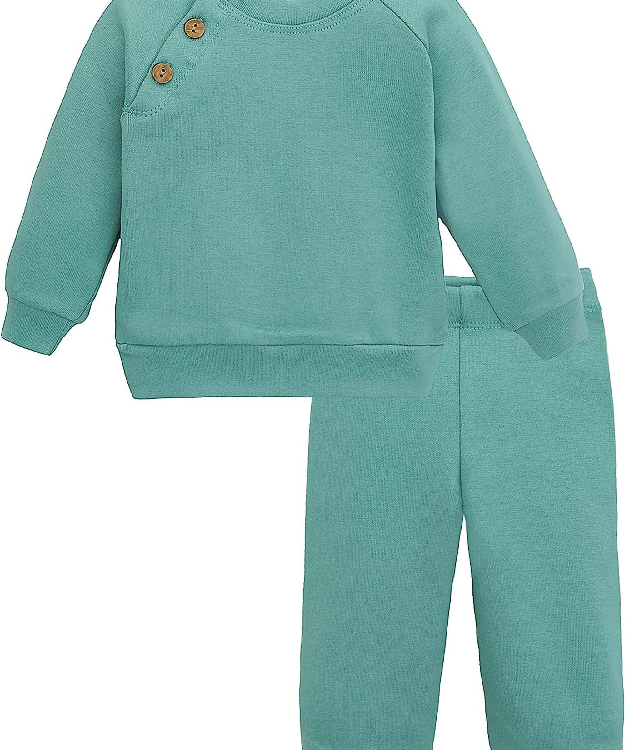 Boys matching sweatshirt with 3 shoulder buttons and sweatpants set; perfect for baby boy clothes & christmas gift ideas  