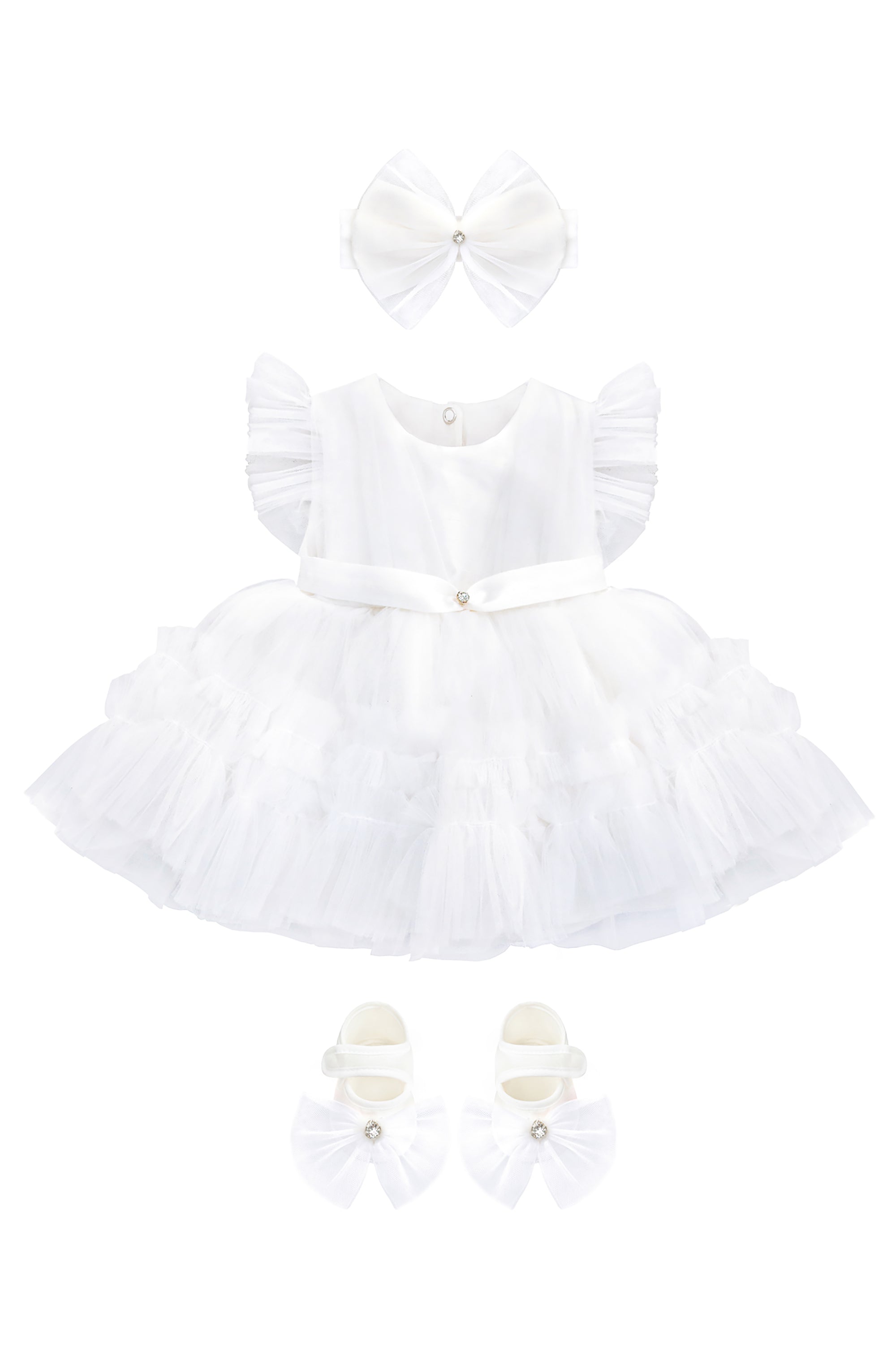 Baby Girls' Ruffled Tulle Dress 3 Piece Special Occasion Outfit LILAX