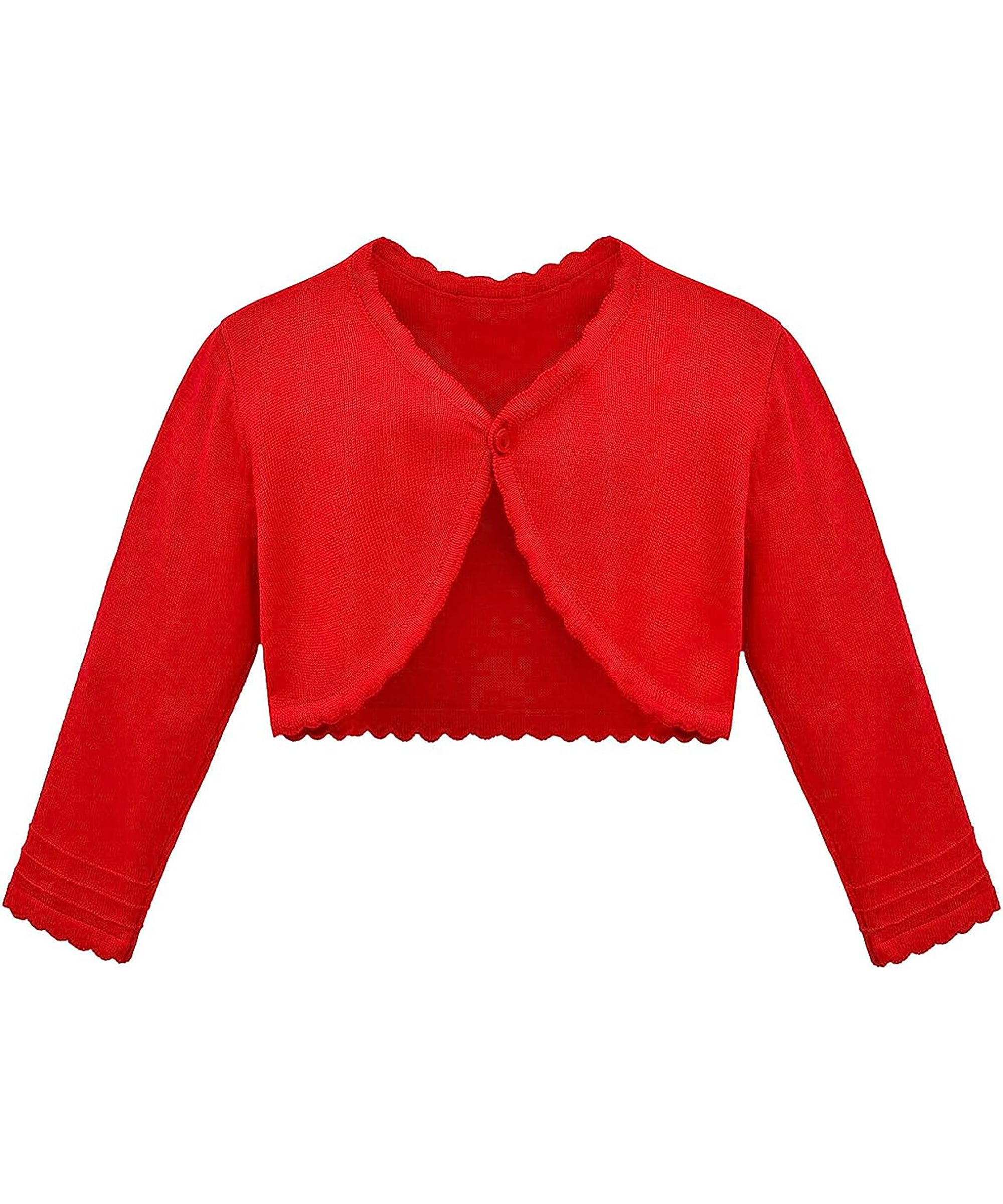 Baby girls bolero shrug cardigan with curved edges; perfect baby girl clothes & christmas gift ideas 