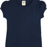 Girls' Basic Cotton T-Shirt  Short Puff Sleeve Crewneck / 11-12 Years LILAX