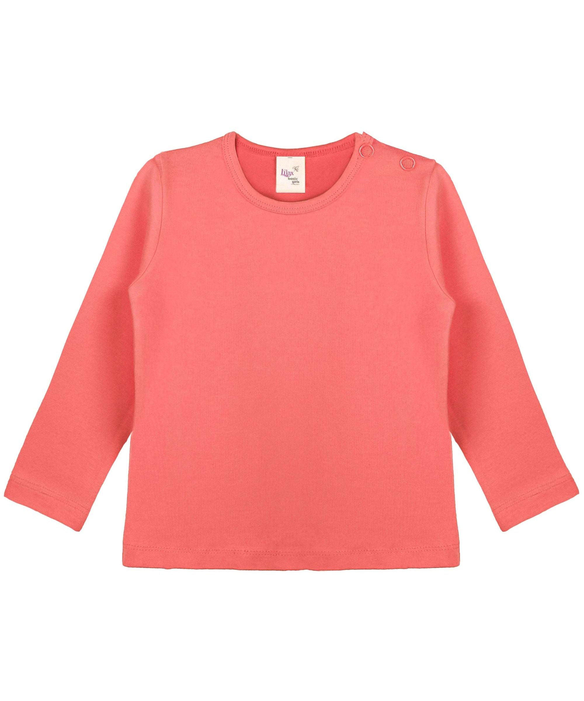 Girls cotton basic solid crewneck long sleeve t-shirt; perfect for baby girl clothes & christmas gift ideas