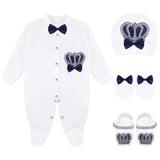 Gift Set for Newborn Baby Boy with Crown Jewels Layette 4 Piece LILAX