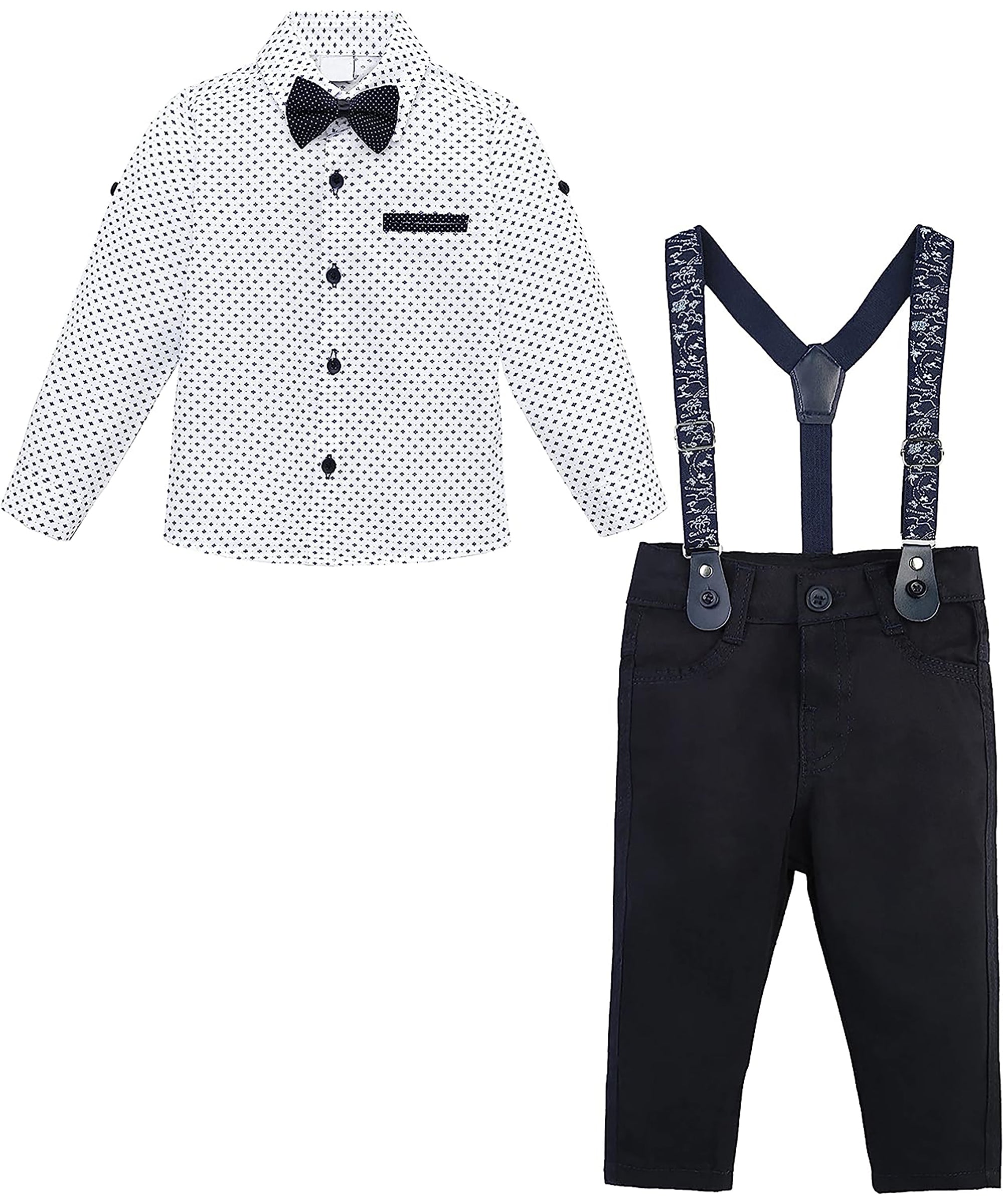 Boys cotton suit set with bodysuit with pants and suspender set; perfect for baby boy clothes & christmas gift ideas