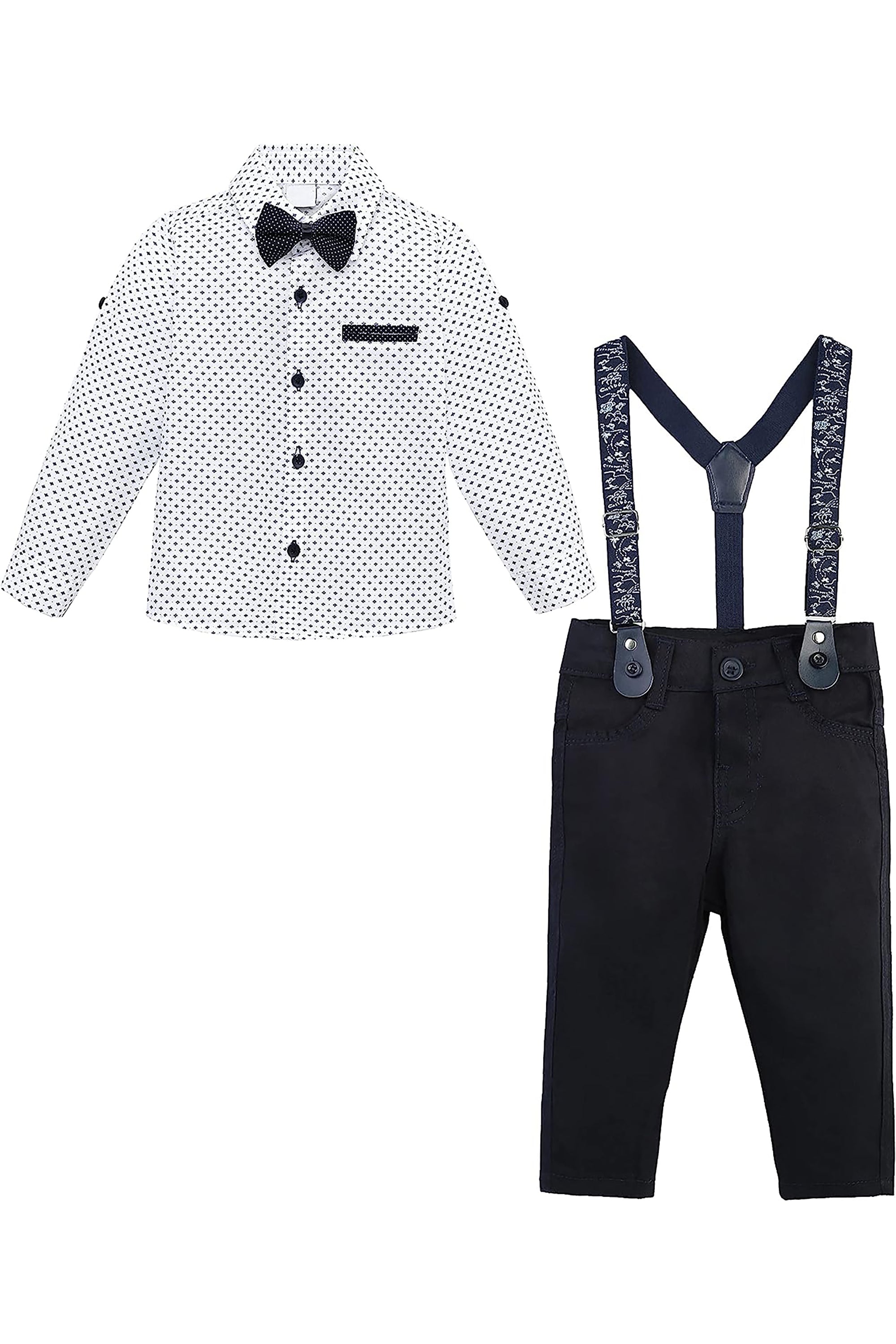 Little Boys' Casual Pant Set - Dress Shirt, Bowtie and Pants LILAX