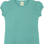 Girls' Basic Cotton T-Shirt  Short Puff Sleeve Crewneck / 11-12 Years LILAX